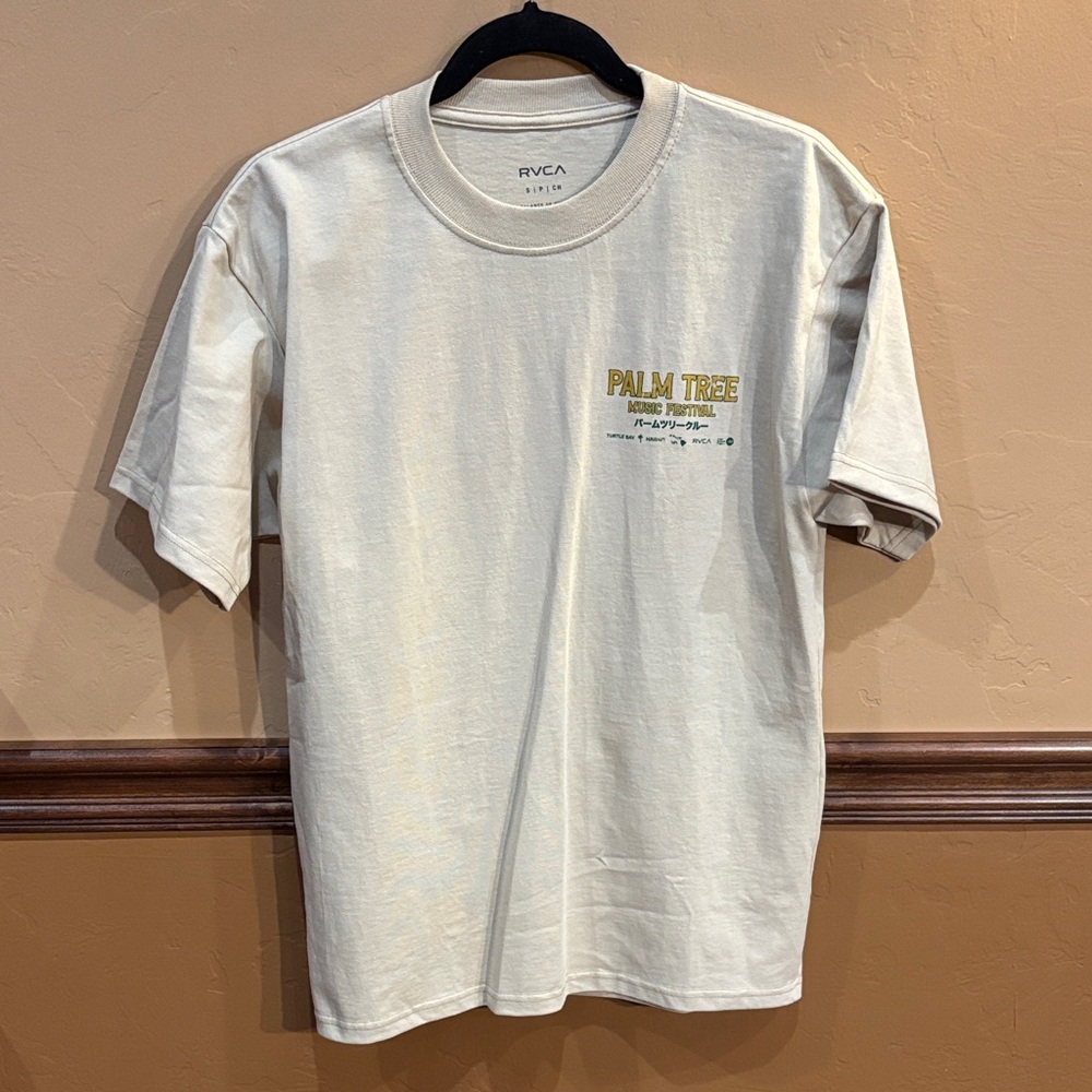 RVCA Men's Beige Palm Tree Music Festival Graphic Tee